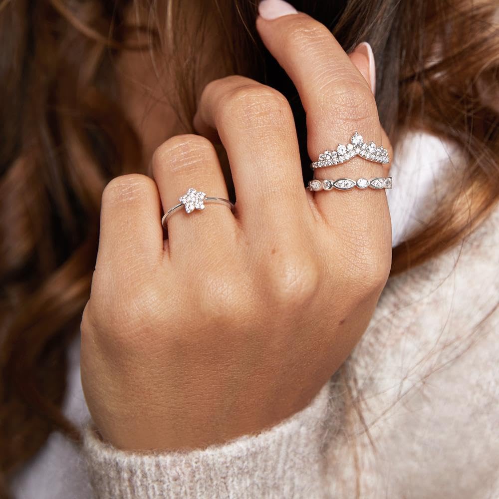 JEWLIX Damenring 925 Silber Zirkonia Ring Größe 54