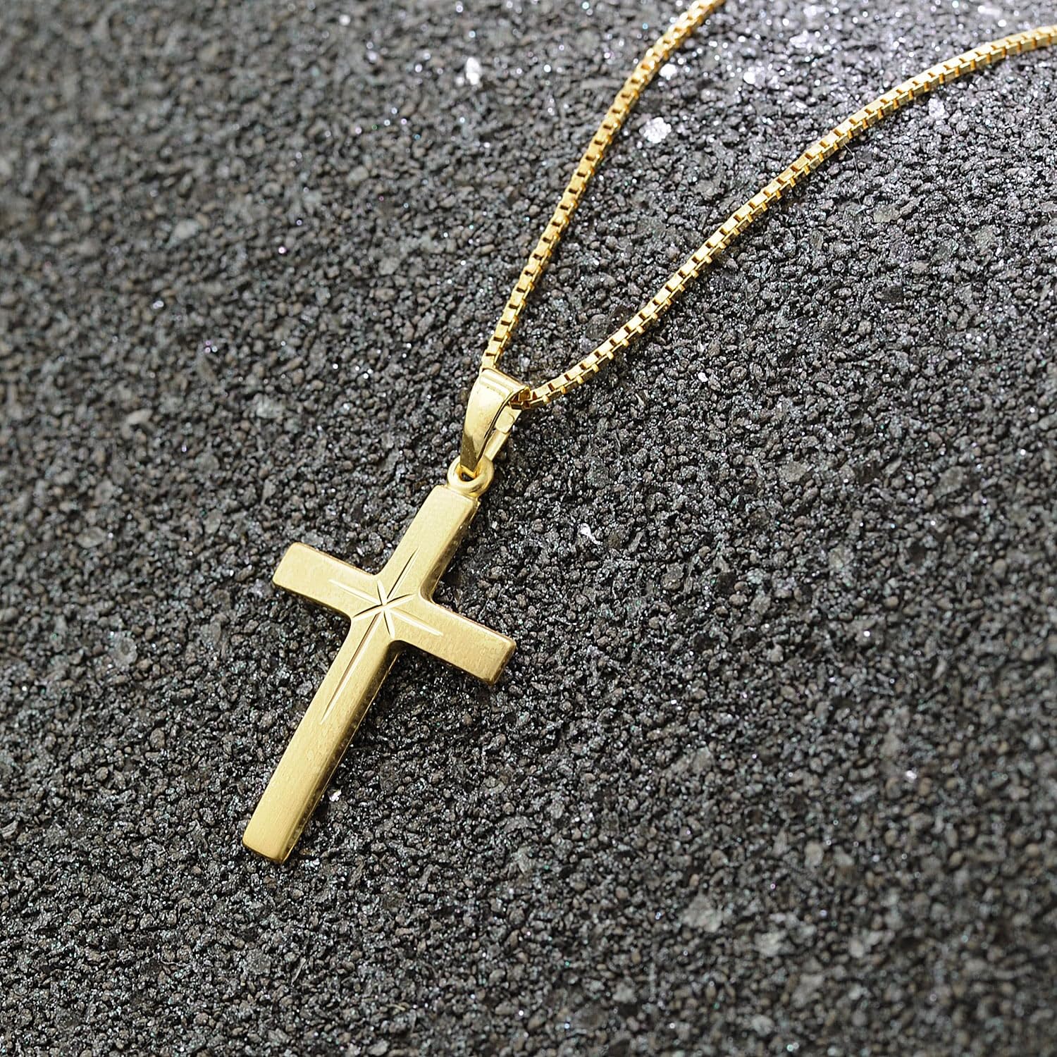 trendor Kreuz 24 mm Gold 333 mit Kette 42 cm 75278