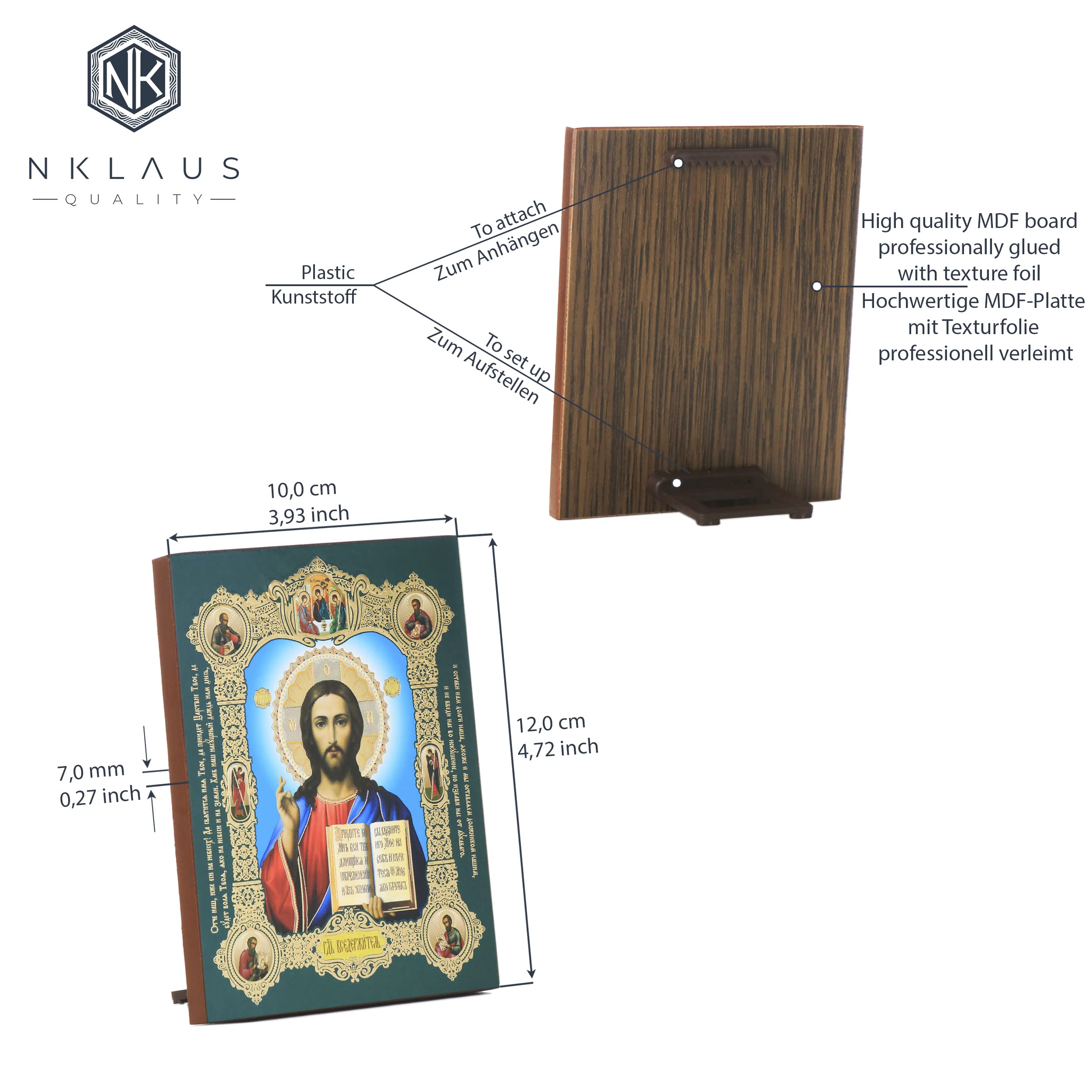 NKlaus Religious Icons Jesus Christus Ikone Holz 10x12 cm