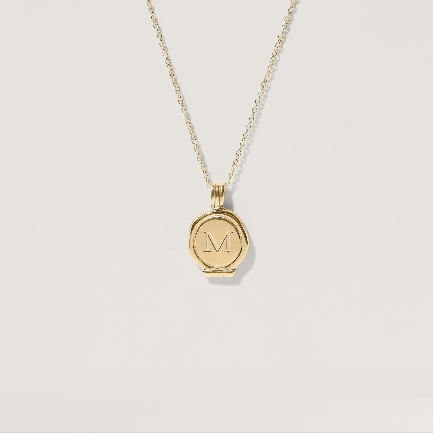 Stilnest Seal Medaillon 585 Gold Anhänger gravierbar 45cm