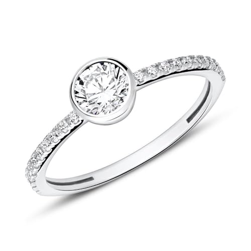 JEWLIX Verlobungsring 375 Weißgold Zirkonia Größe 48