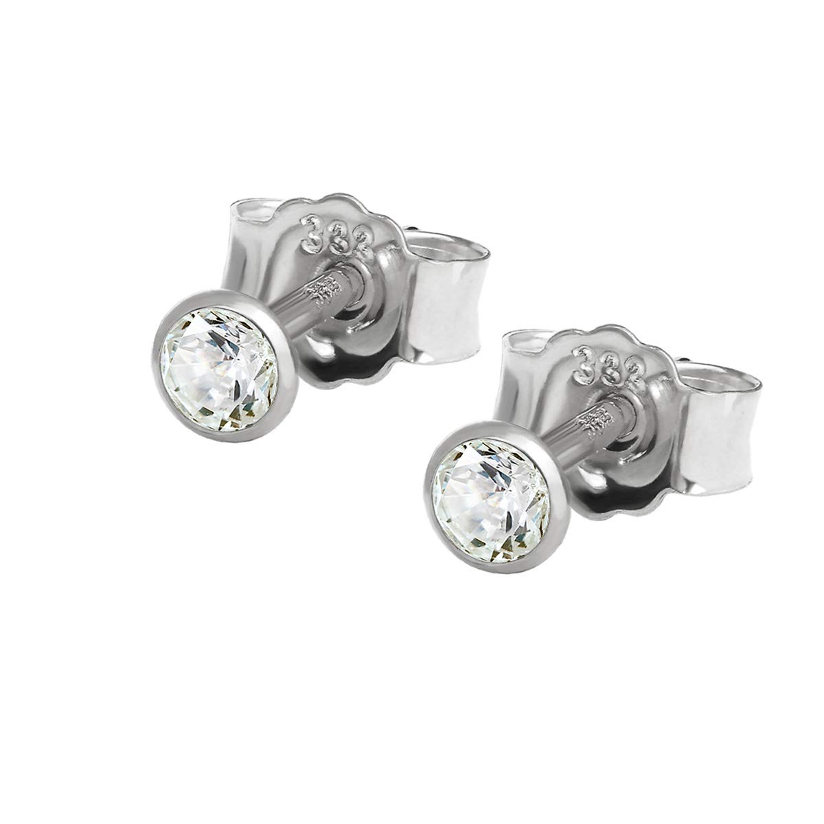 NKlaus Jewellery 333 Weißgold Ohrstecker 4,0mm Zirkonia Paar