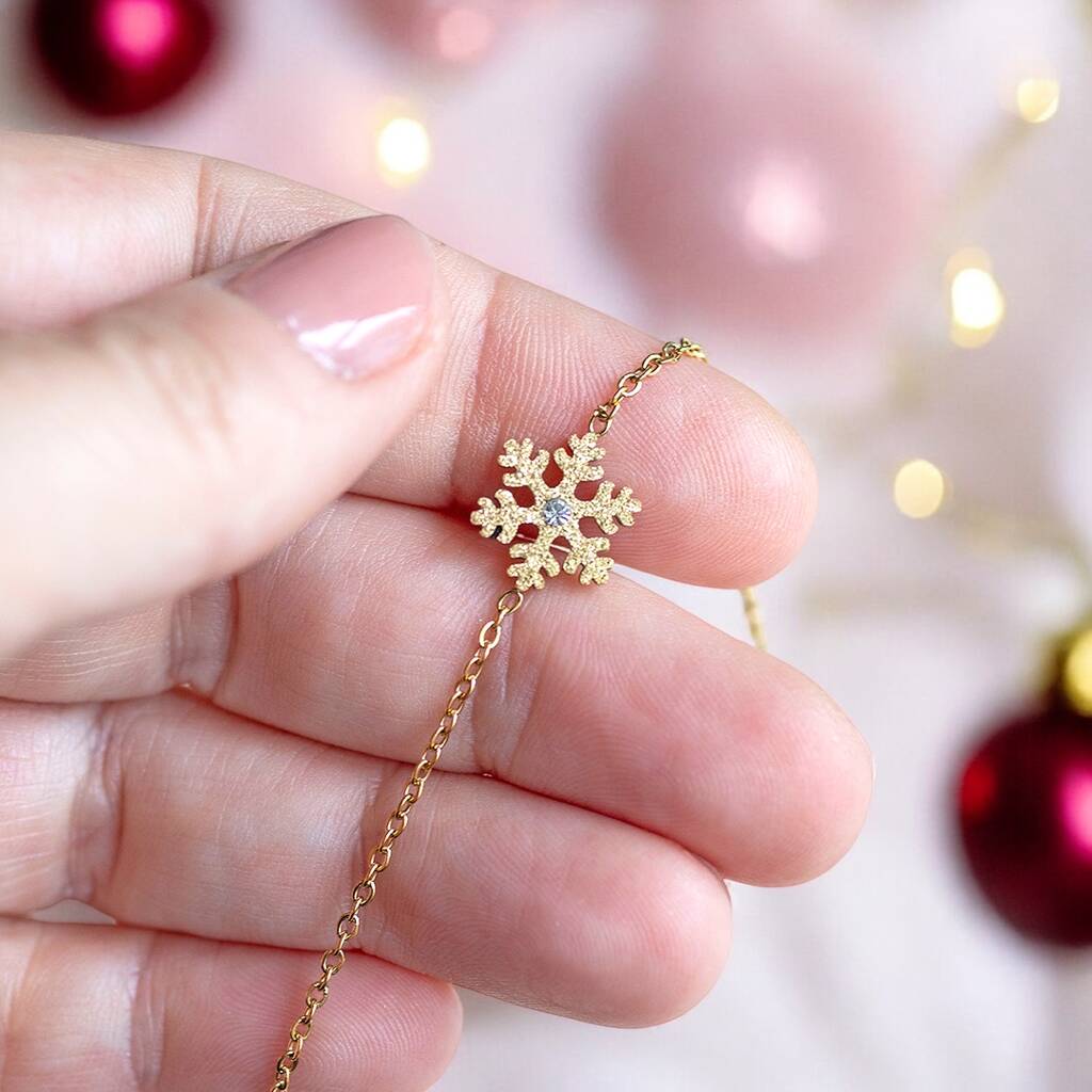 Joy Sparkly Christmas Armband Gold Schneeflocke