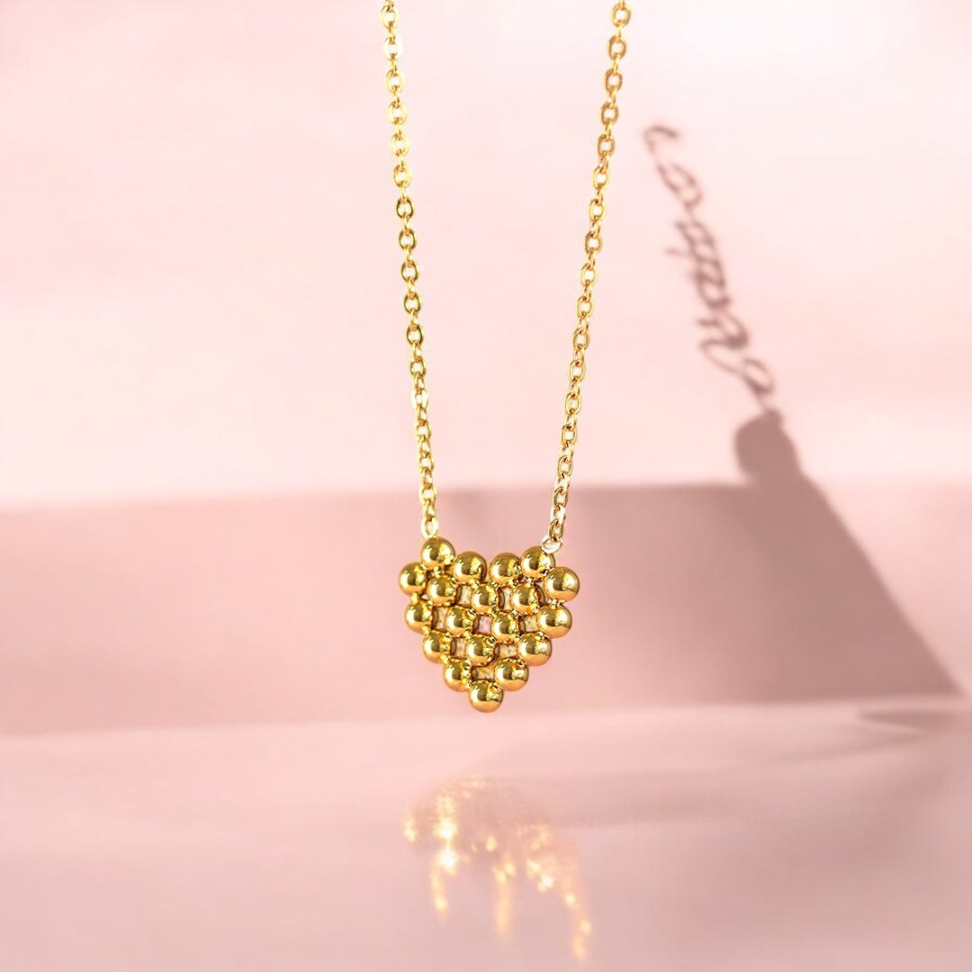 Joy by Corrine Smith Beaded Heart Halskette Gold vergoldet