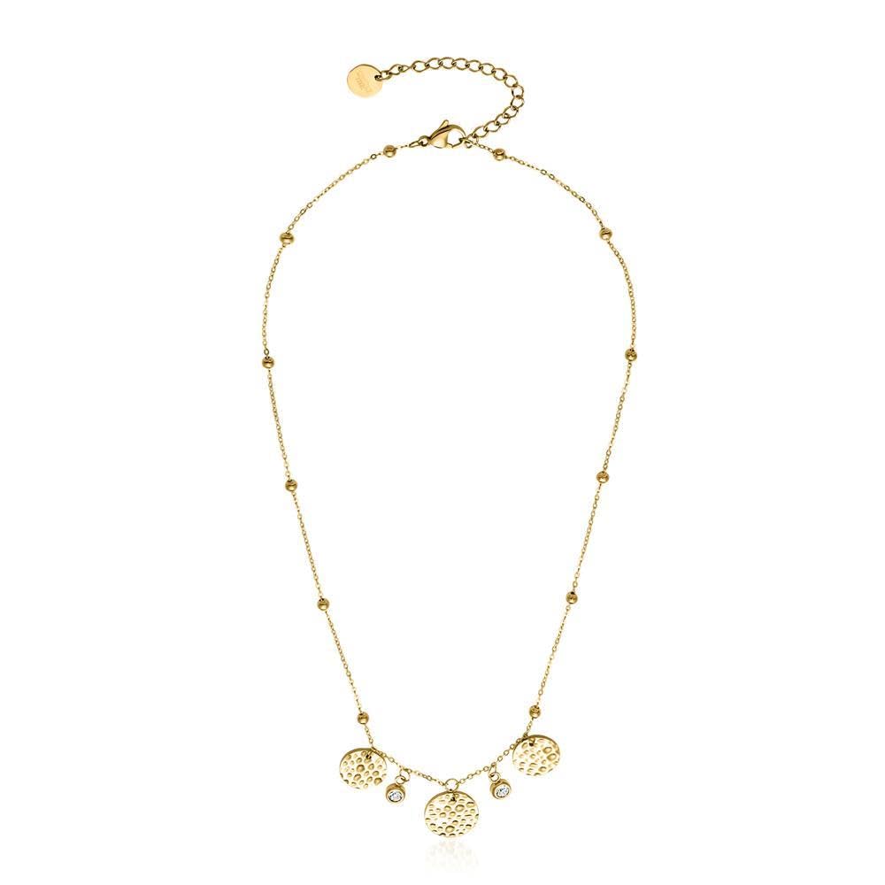 JEWLIX Zirkoniakette Halskette Edelstahl Gold 2 Steine