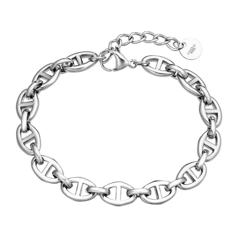 JEWLIX Armband Edelstahl Ankerkette Glieder silberfarben