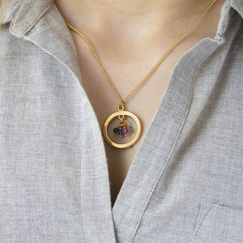 Joy by Corrine Smith Family Birthstone Halo Halskette Gold