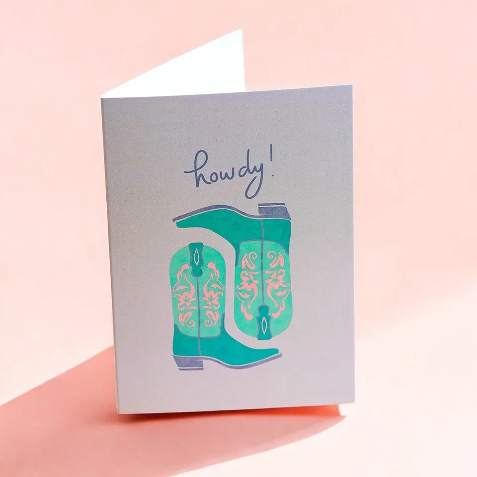 Joy by Corrine Smith Howdy Grußkarte Cowboy Boots A6