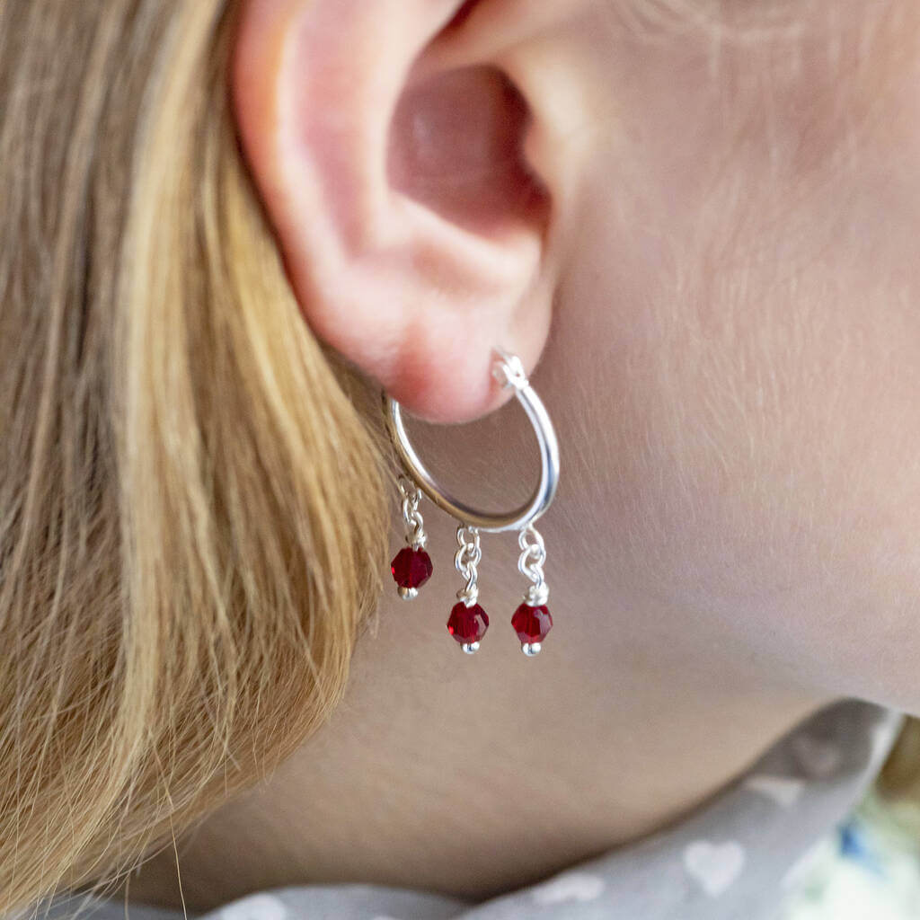 Joy by Corrine Smith Triple Birthstone Huggie Hoops Gold 2 cm