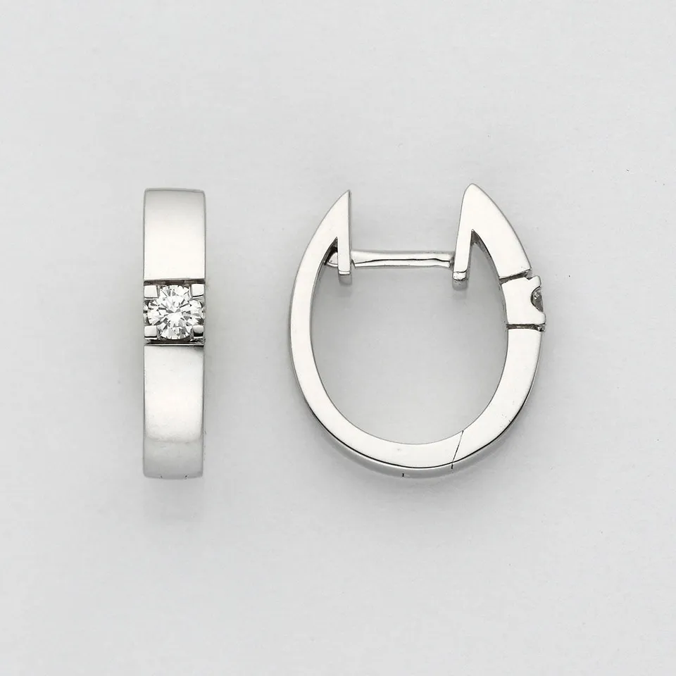 Eugen Rühle Ohrschmuck Creolen 0,20ct 14mm 760 Weißgold