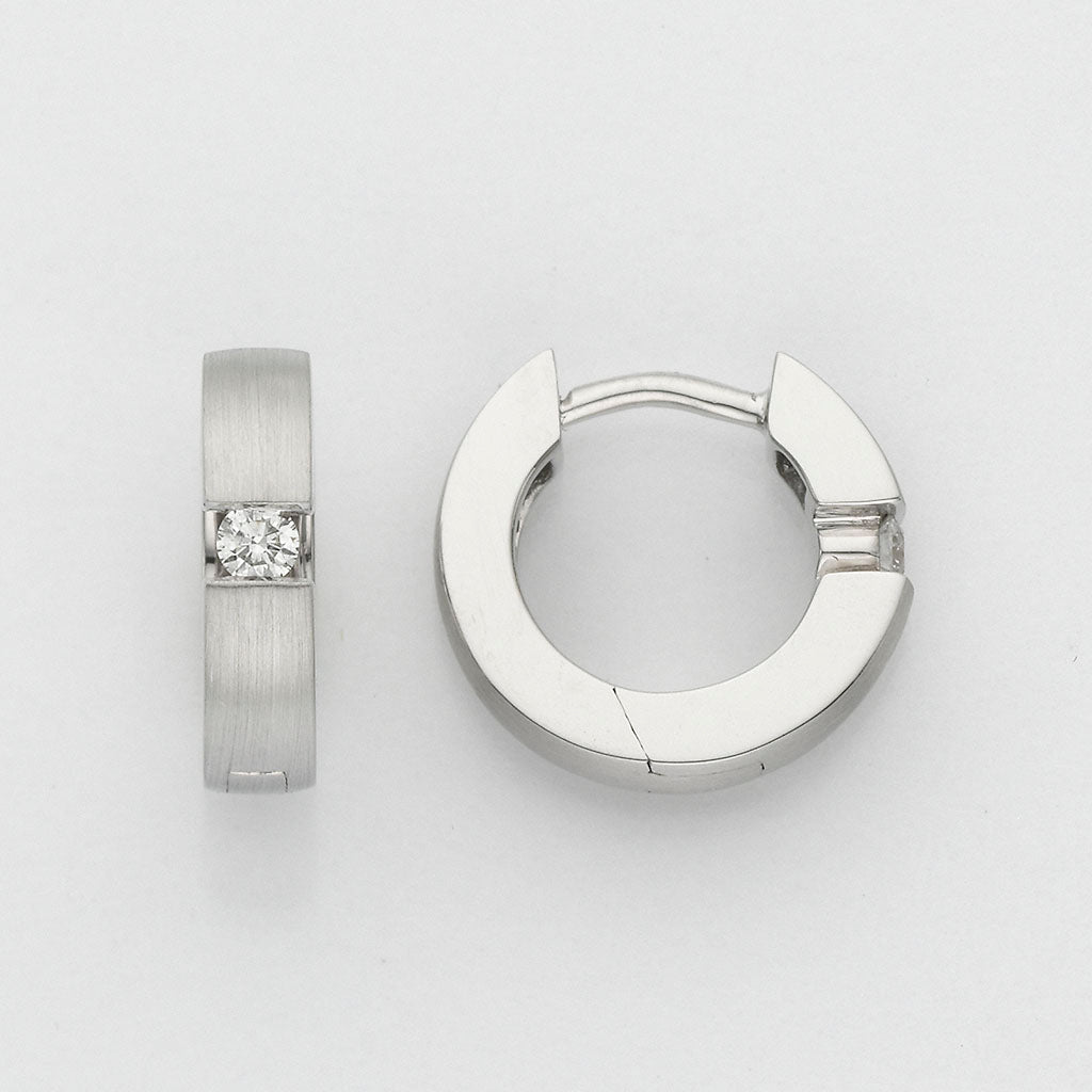 Eugen Rühle Ohrschmuck Creolen 0,09ct WSI Ohrringe 3,3x13,5mm Weißgold
