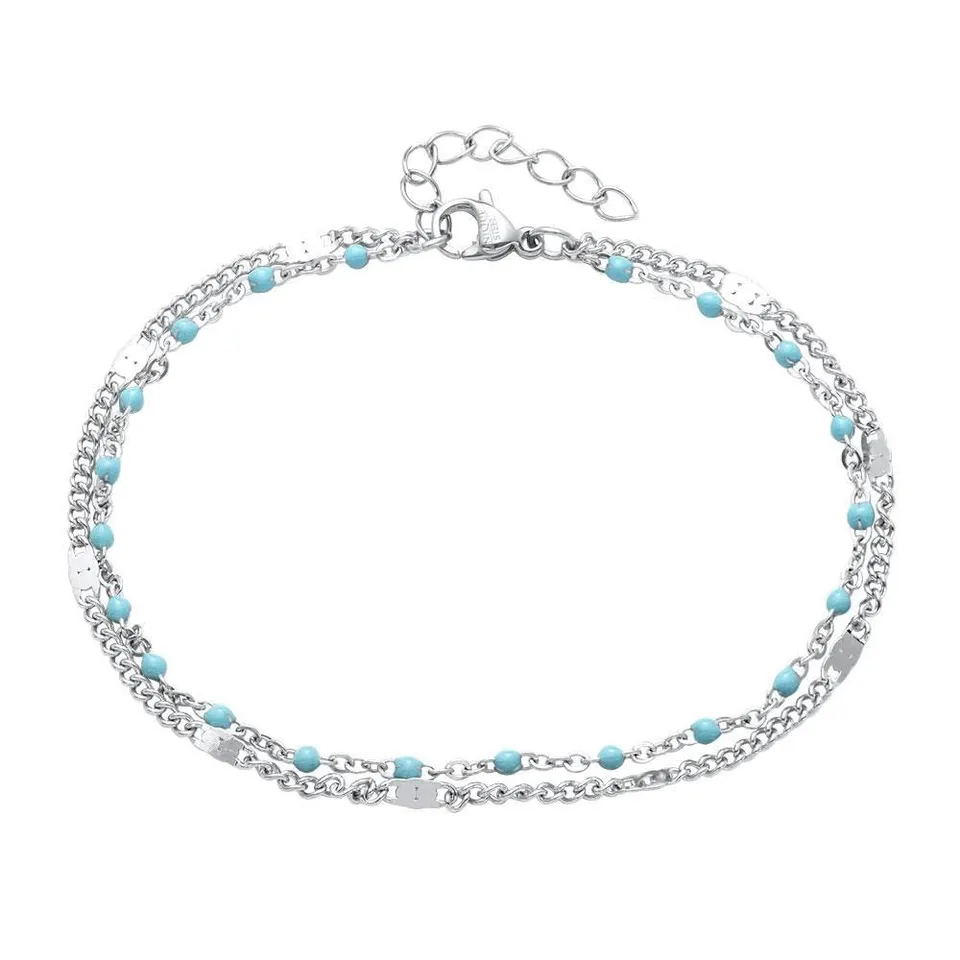 JEWLIX ID-Armbänder Zweireihiges Armband Edelstahl Silber