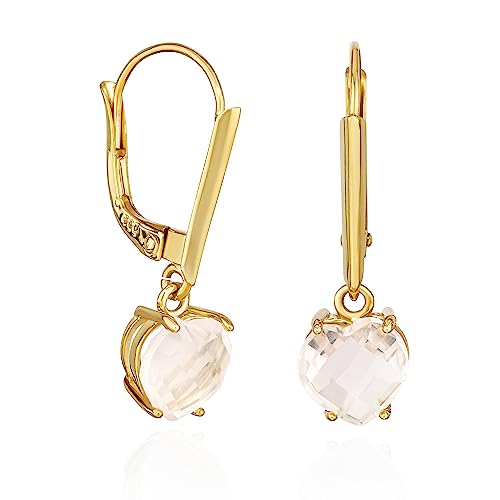NKlaus Jewellery Herz Ohrhänger Rosenquarz 333 Gelbgold