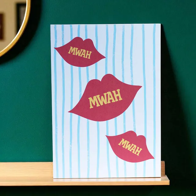 Joy by Corrine Smith Mwah Lips Fun Pop Art A5 Kunstdruck