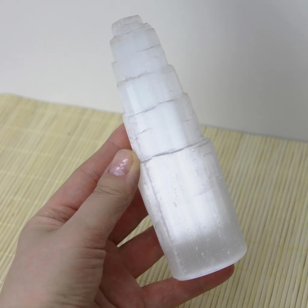 NKlaus Healing Crystals Selenit Kristall-Turm 15cm weiß