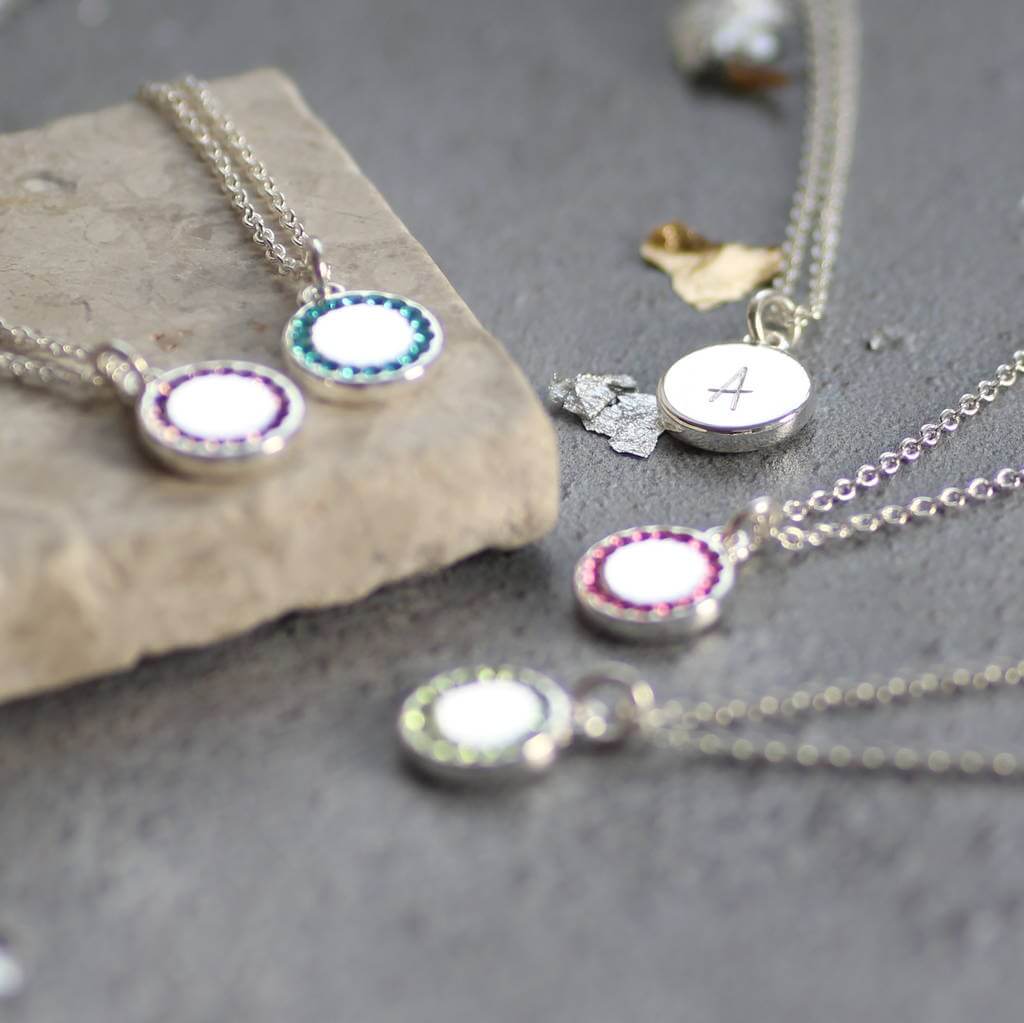 Joy by Corrine Smith Birthstone Disc Halskette Silber Geburtsstein