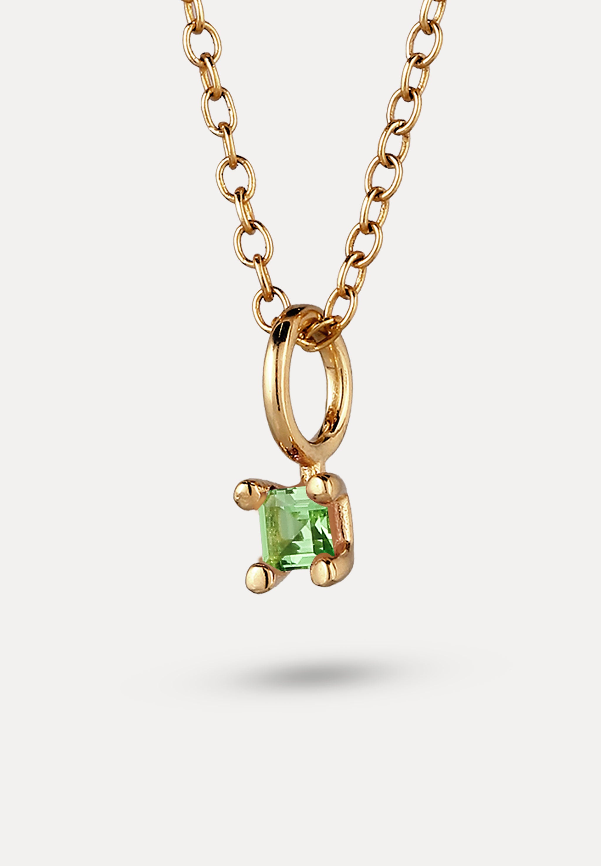 Stilnest Tsavorit Solitär Anhänger Square Gold Vermeil grün