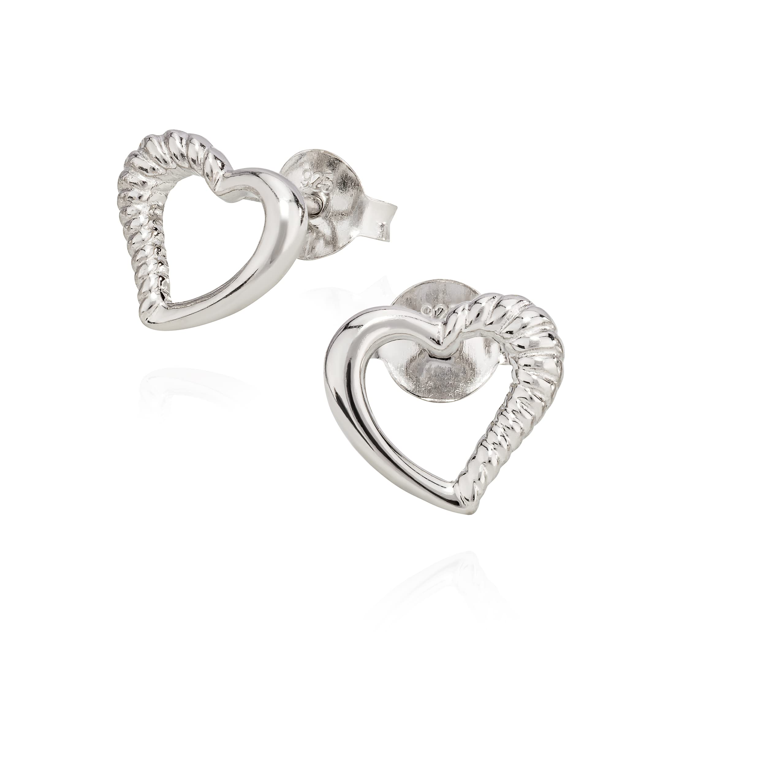 NKlaus Jewellery Herz Ohrstecker 925 Silber 5-9mm Paar matt