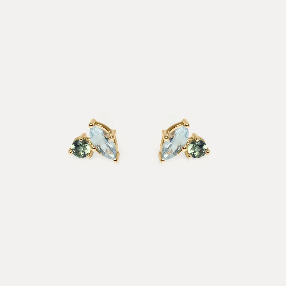 Stilnest Joy Ohrstecker 585 Gold Aquamarin Saphir