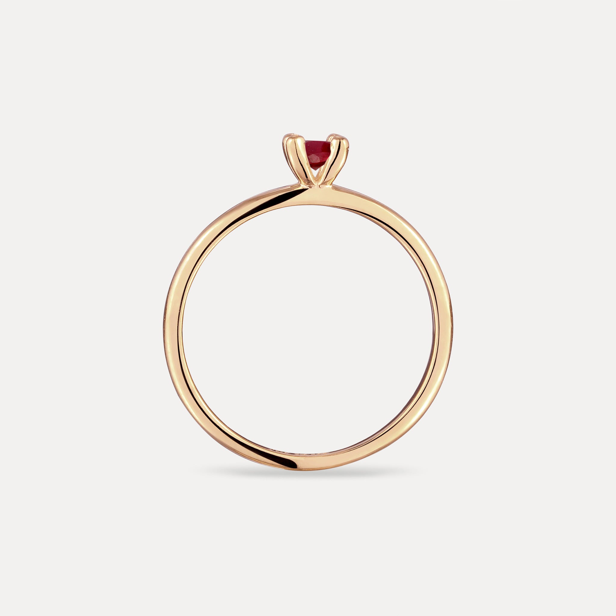 Stilnest Rubin Solitär Ring 585 Gold Rund Gr. 52