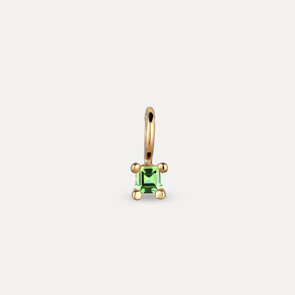 Stilnest Tsavorit Solitär Anhänger Square Gold Vermeil grün