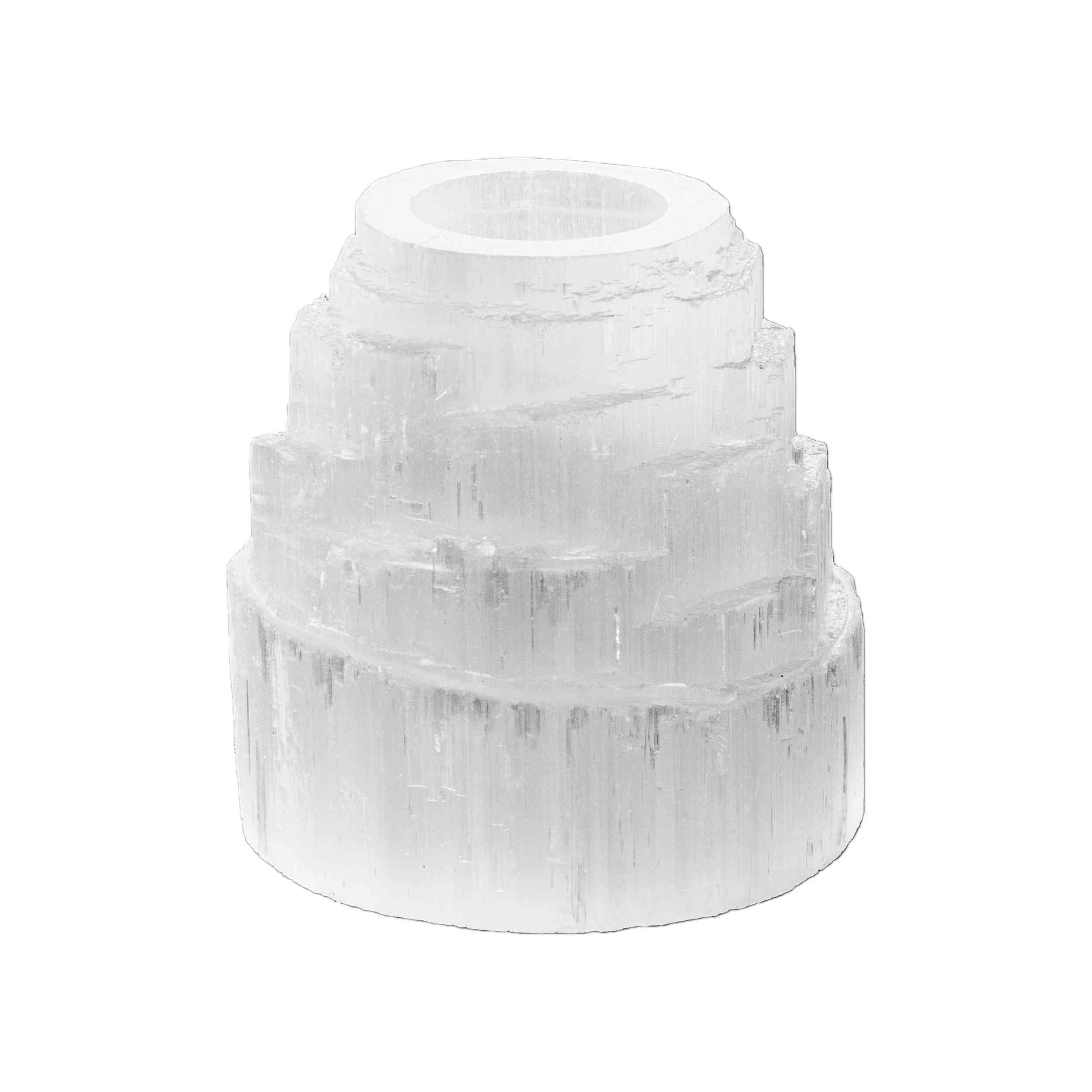 NKlaus Healing Crystals Selenit Turm Teelichthalter 10 cm