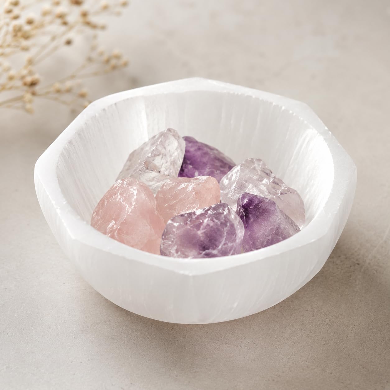 NKlaus Healing Crystals Selenit-Schale 10x10 cm Achteck