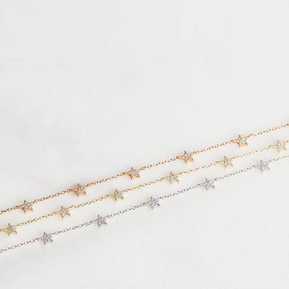 JEWLIX Sterne Kette 925er Silber Zirkonia Rosé