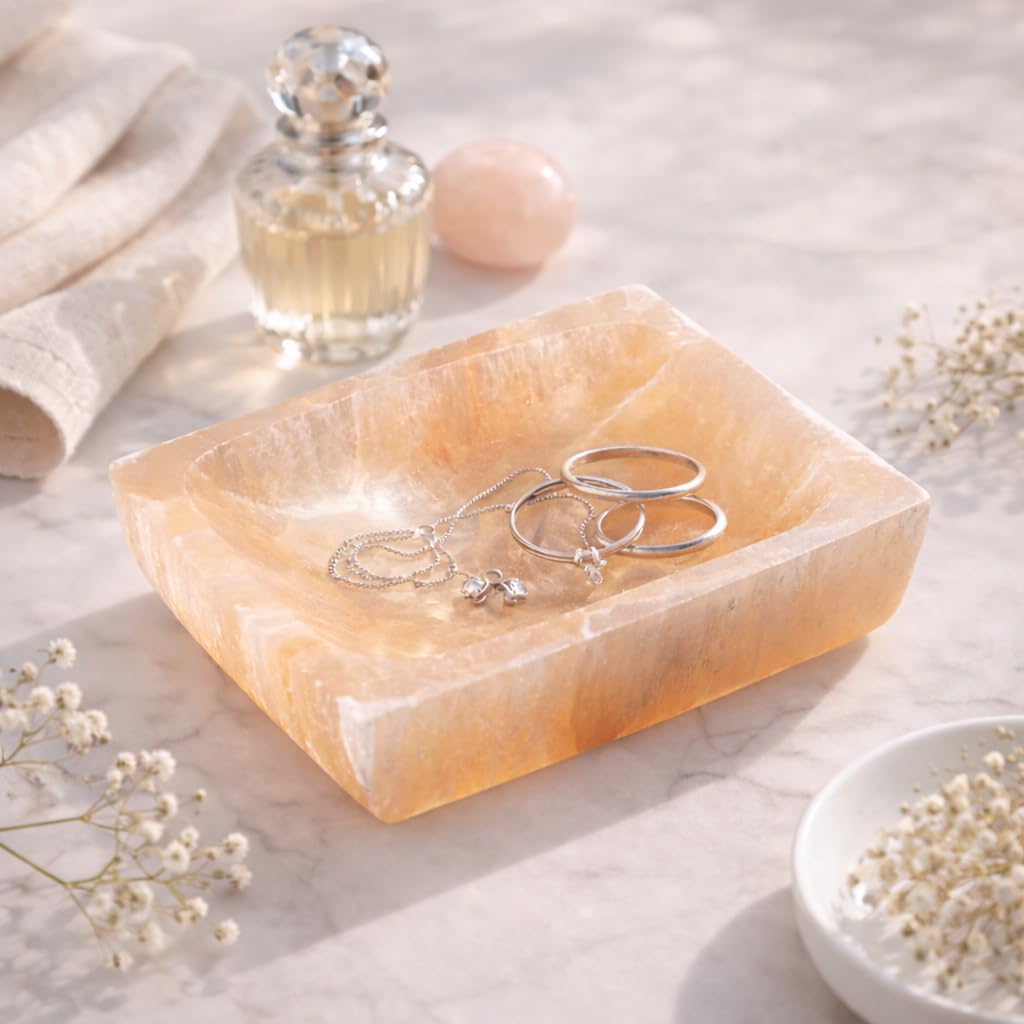 NKlaus Healing Crystals Orange Selenit Schale 12cm rechteckig