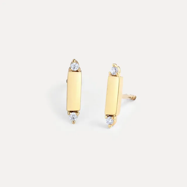Stilnest Saphir Brick Tag Ohrstecker Ohrringe Gold Vermeil