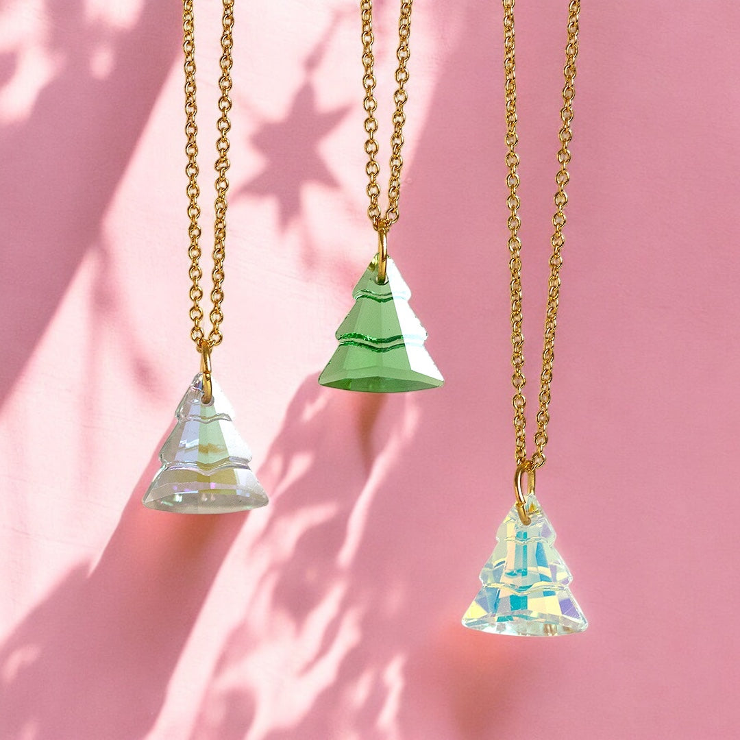 Joy by Corrine Smith Christmas Tree Halskette Gold Weihnachtsbaum Glas