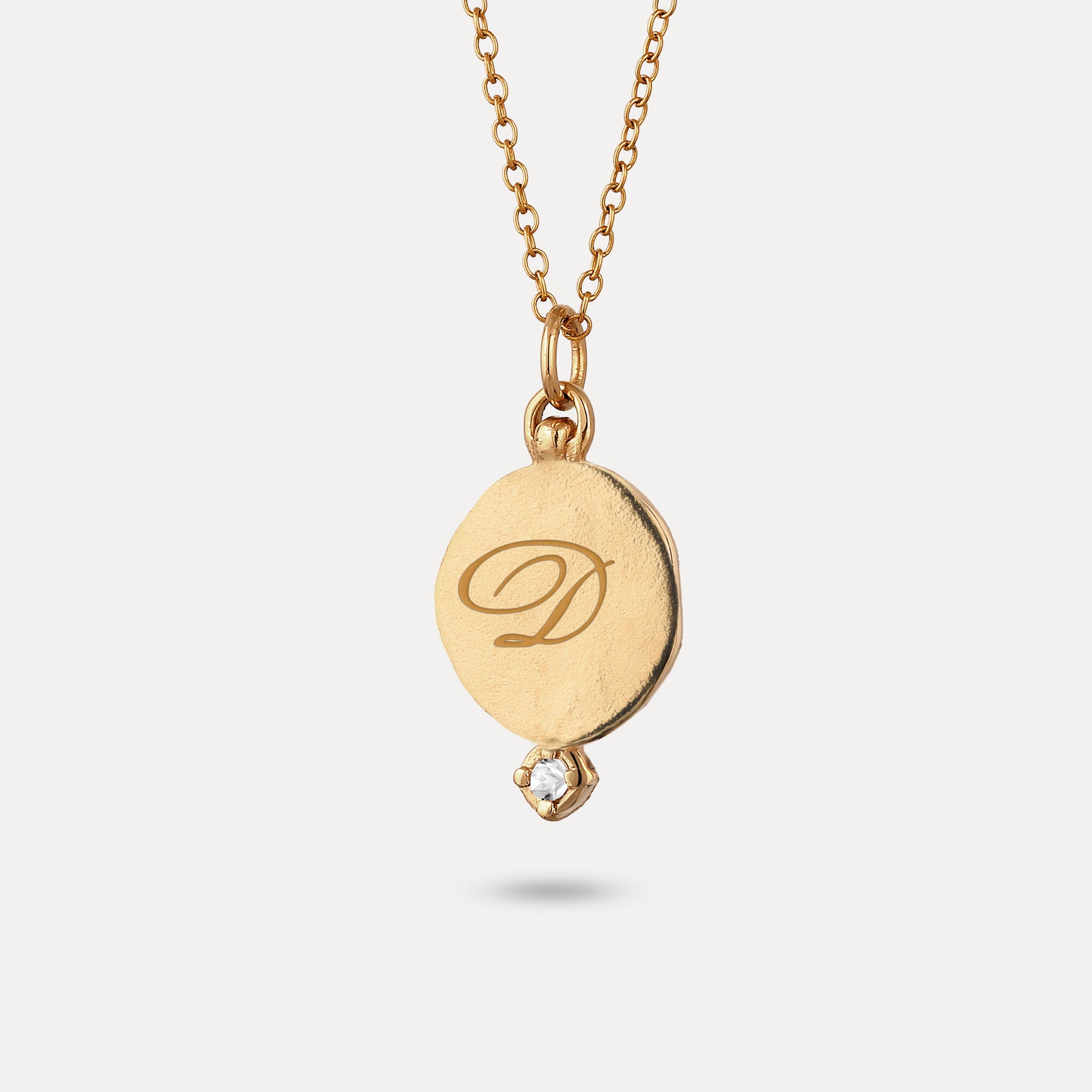Stilnest Fluid Medallion Anhänger Weißer Saphir Gold