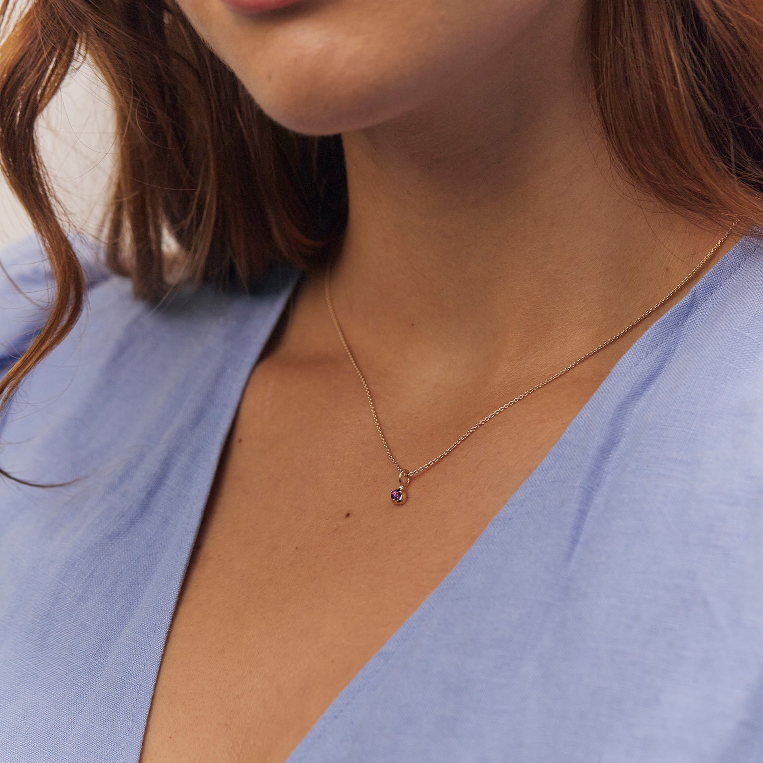 Stilnest Mini Birthstone Kette 585 Gold 45cm