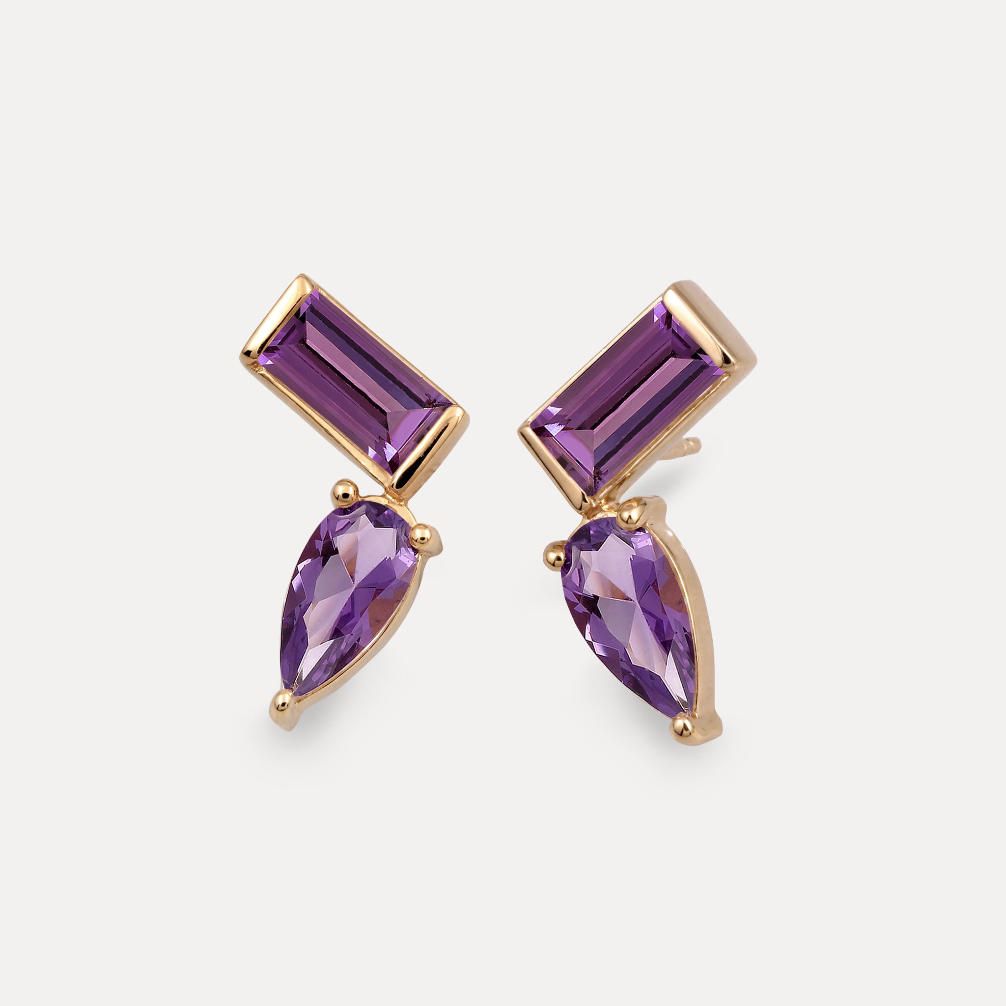 Stilnest Balance Dual Ohrstecker 585 Gold Amethyst Violett