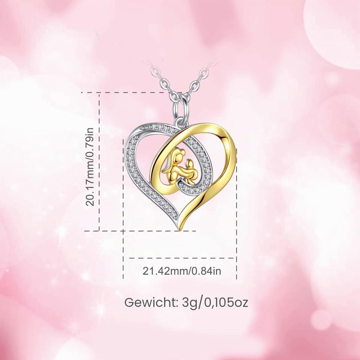 Eudora Harmony Bola Mutter Baby Halskette 925 Silber Gold 45cm