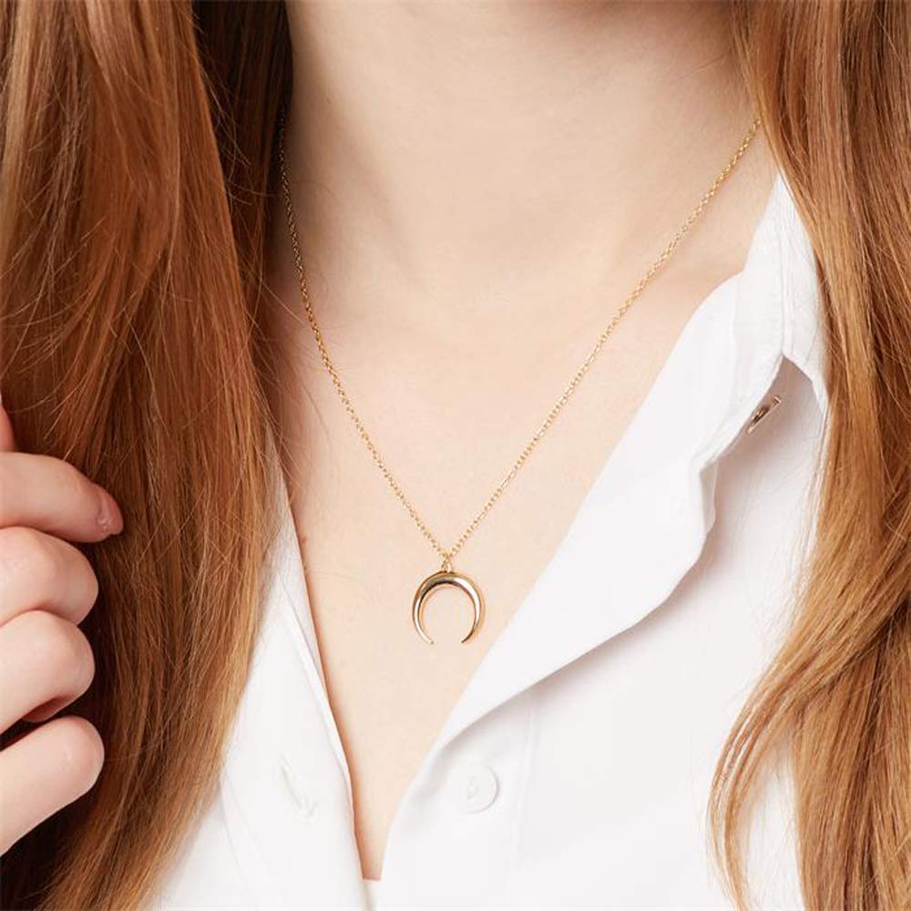 JEWLIX Halbmond Kette Sterlingsilber Gold Damenhalskette
