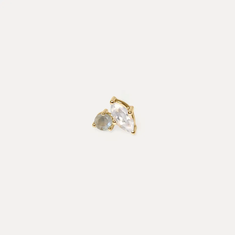 Stilnest Joy Ohrstecker Mondstein Grauer Mondstein 585 Gold Rechts