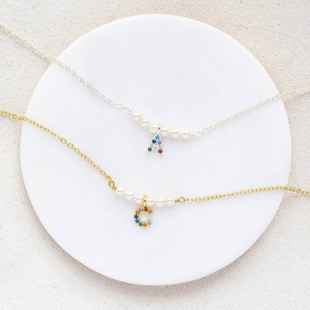 Joy by Corrine Smith Pearl Bar Halskette Gold Perle Initial