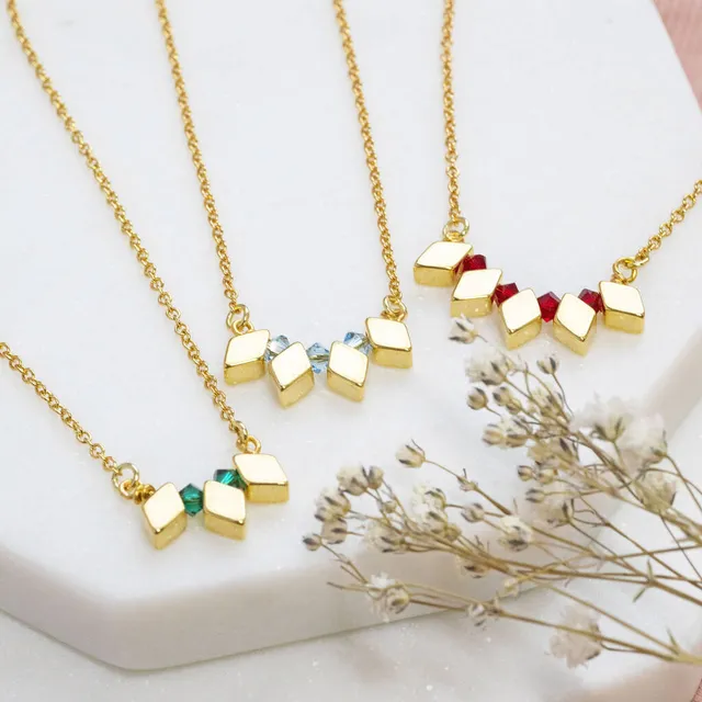 Joy Milestone Rhombus Halskette Gold Geburtsstein