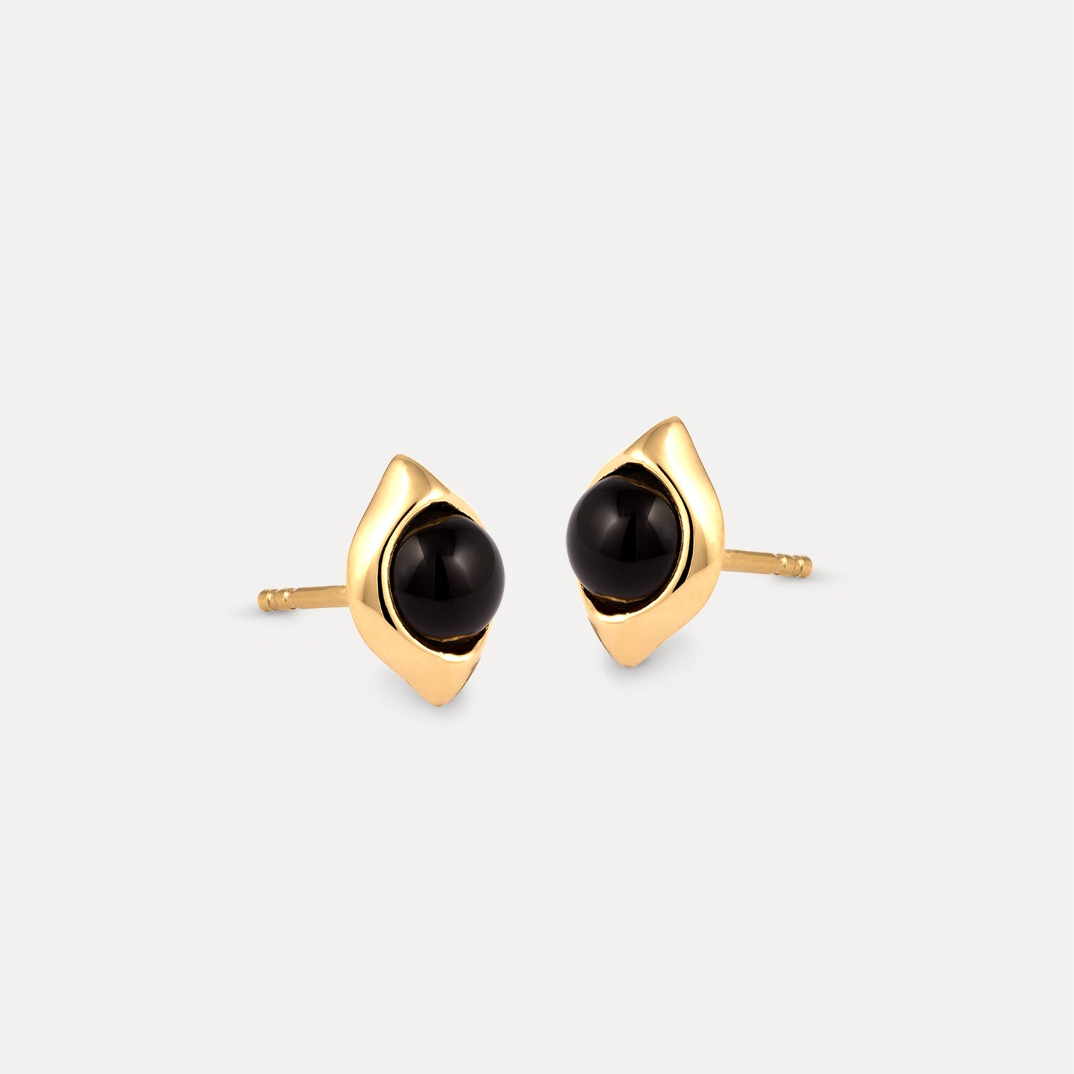Stilnest Eden Pea Ohrstecker Onyx 24k Gold Vermeil Cabochon