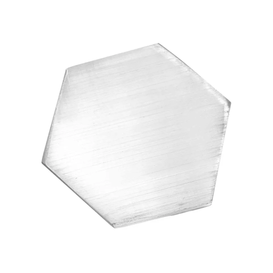 NKlaus Selenit Ladeplatte Sechseck 7-8cm Satin weiß