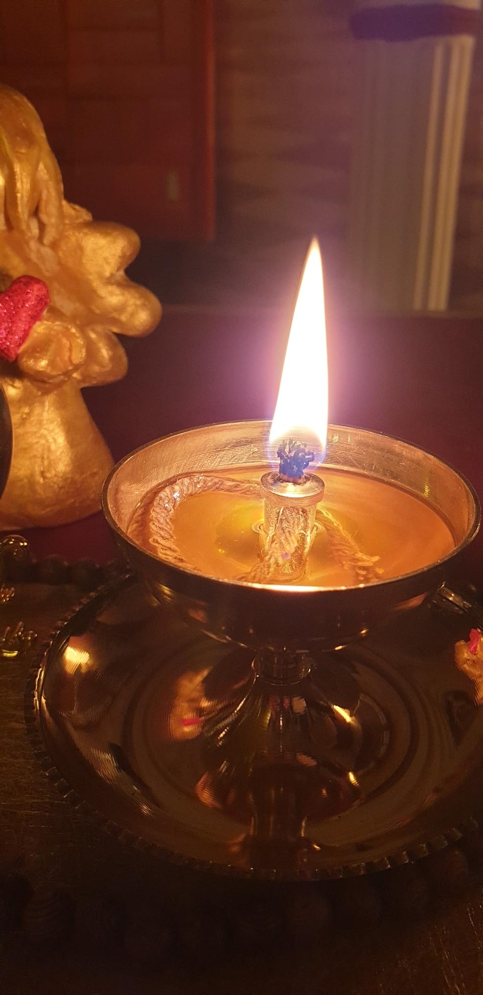 NKlaus Candle Holder Ghee Öllampe Messing gold groß 10 Dochte