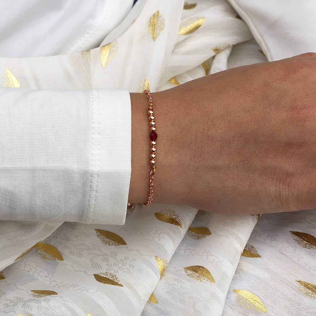JOY Birthstone Bar Slider Armband Rosegold Kristall