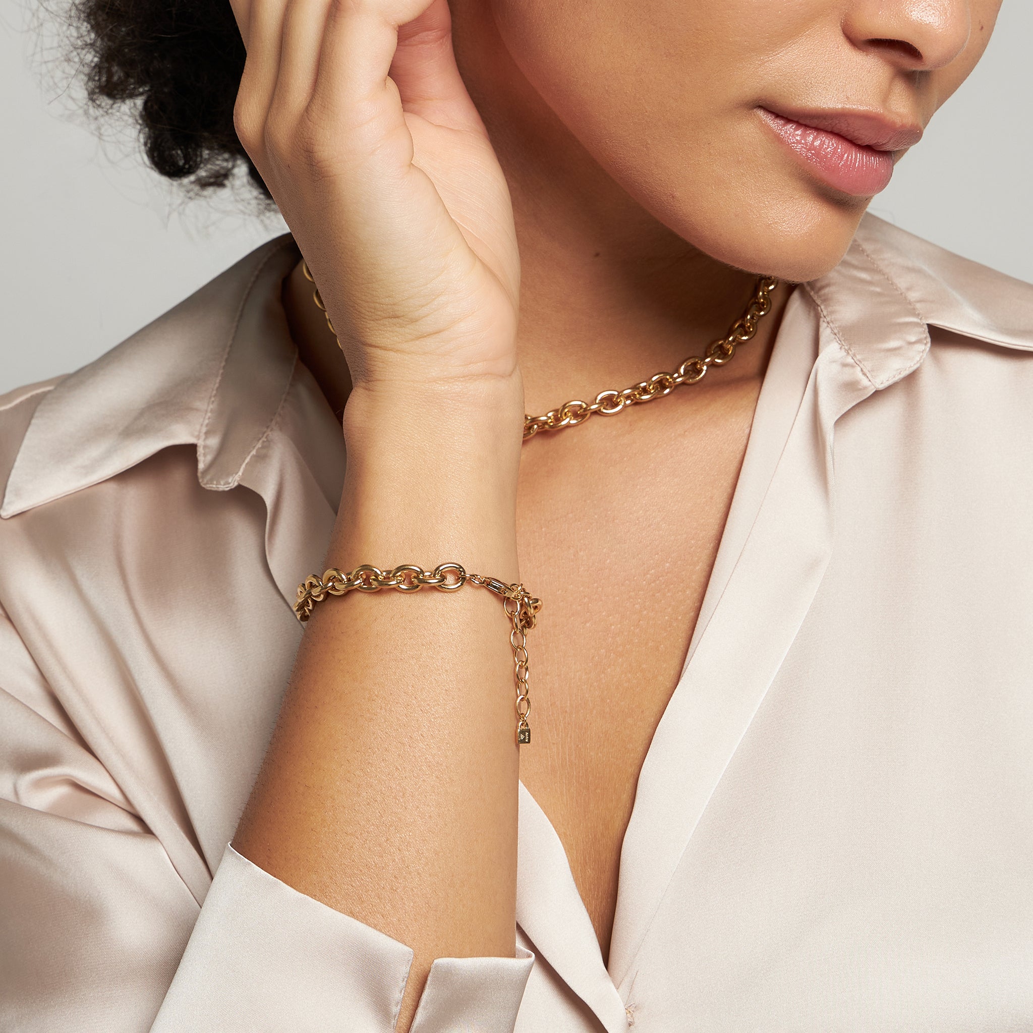 Stilnest Bold Chain Armband 24k Gold Vermeil Ankerkette