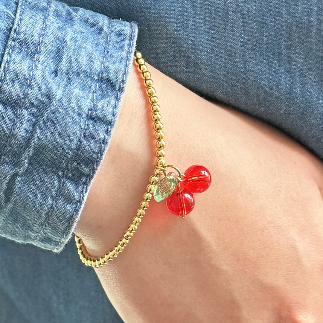 Joy by Corrine Smith Cherry Armband Glas vergoldet Kirsche