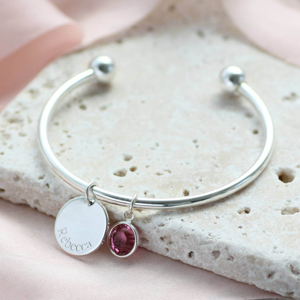 Joy by Corrine Smith Child's Disc Birthstone Bangle Silber