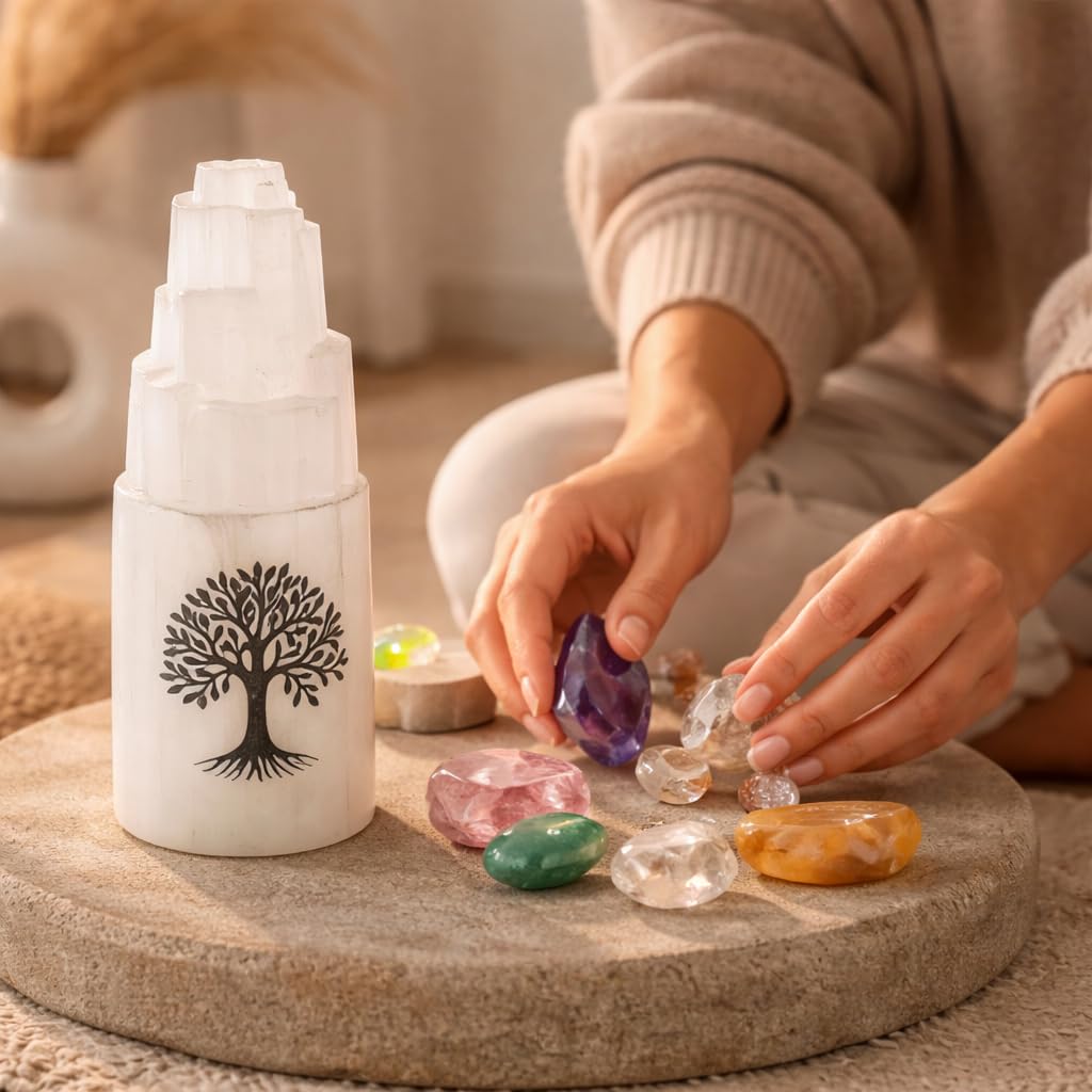 NKlaus Healing Crystals Selenit-Turm Lebensbaum 25 cm
