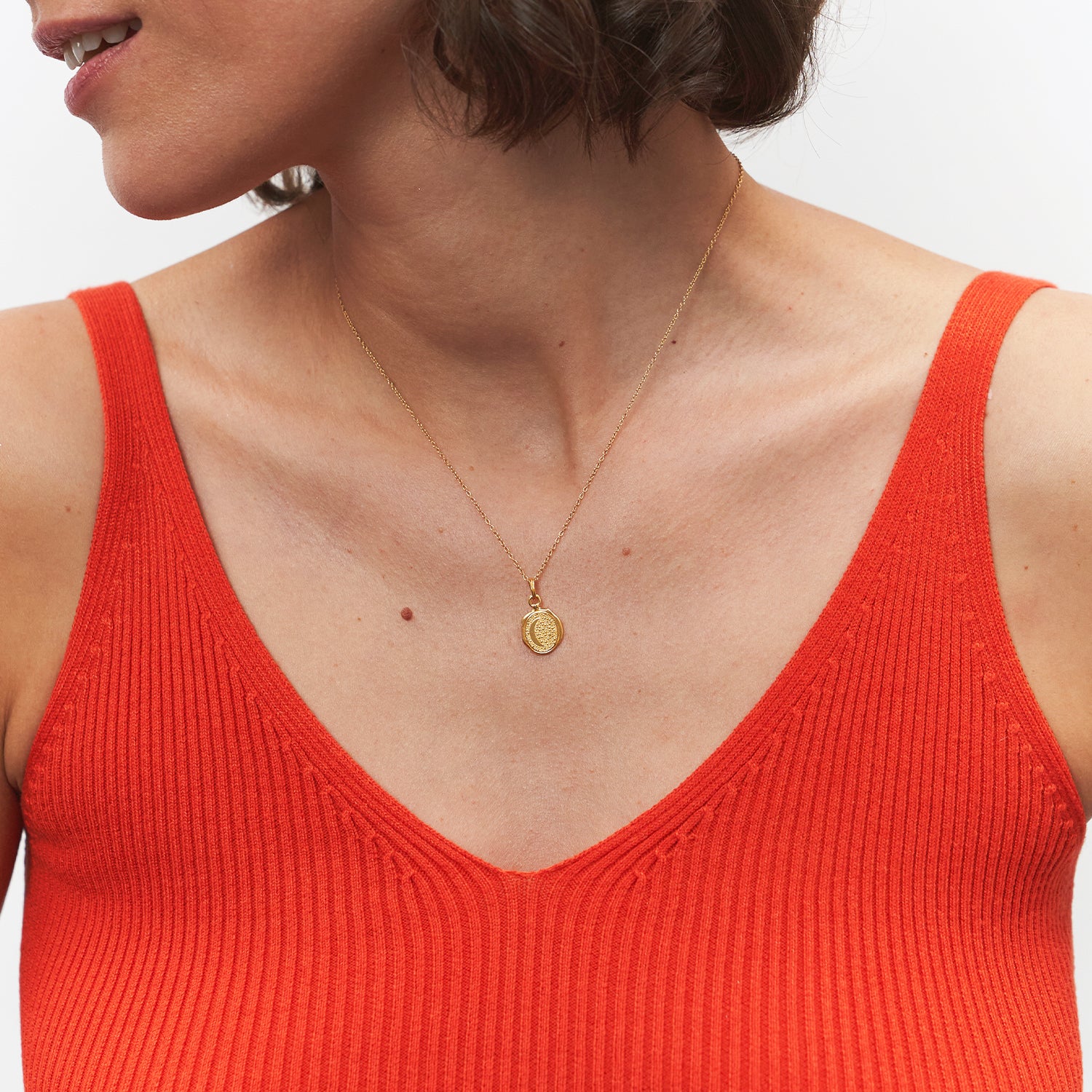 Stilnest Moon Seal Kette Gold Vermeil Anhänger 45cm