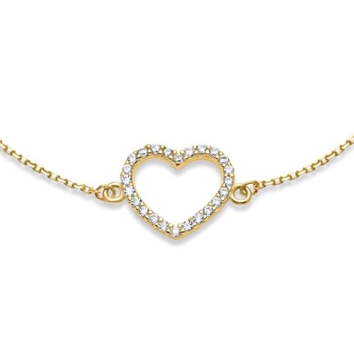 JEWLIX ID-Armbänder Herzarmband Damen 9K Gold Zirkonia