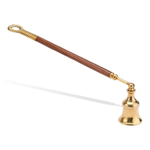 NKlaus Candle Holder Kerzenlöscher Messing Holzgriff 26,5 cm